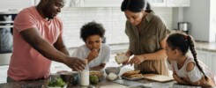 Beautiful family sharing a moment in the kitchen